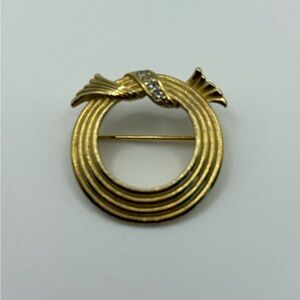 Avon Gold Brooch with Crystal Details